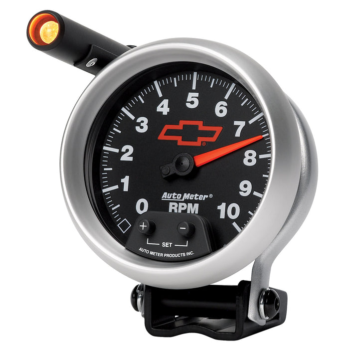AutoMeter 3690-00406 GAUGE; TACHOMETER; 3 3/4in.; 10K RPM; PEDESTAL W/EXT. QUICK-LITE; CHEVY RED BOWT - Truck Part Superstore