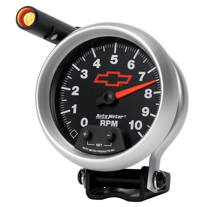 AutoMeter 3690-00406 GAUGE; TACHOMETER; 3 3/4in.; 10K RPM; PEDESTAL W/EXT. QUICK-LITE; CHEVY RED BOWT - Truck Part Superstore