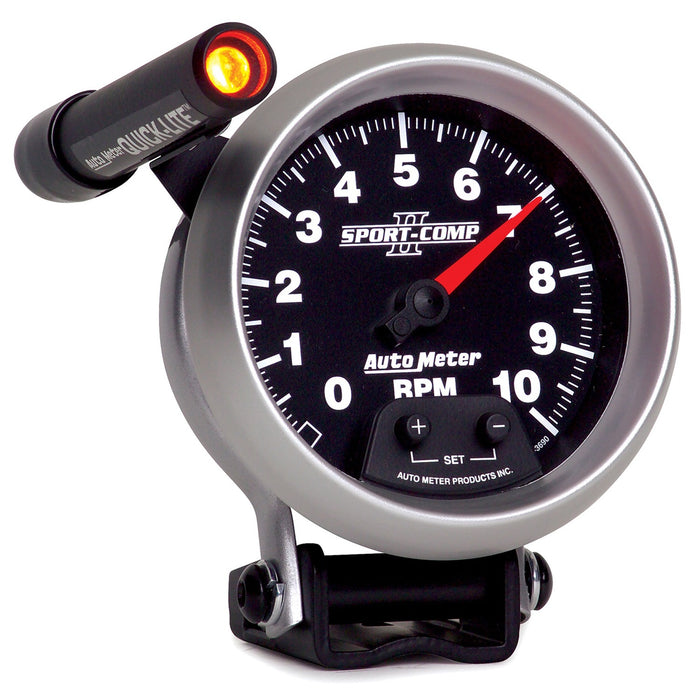 AutoMeter 3690 GAUGE; TACHOMETER; 3 3/4in.; 10K RPM; PEDESTAL W/EXT. QUICK-LITE; SPORT-COMP II - Truck Part Superstore