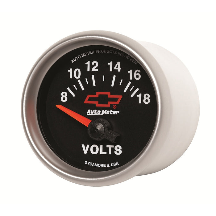 AutoMeter 3692-00406 GAUGE; VOLTMETER; 2 1/16in.; 18V; ELECTRIC; CHEVY RED BOWTIE; BLACK - Truck Part Superstore