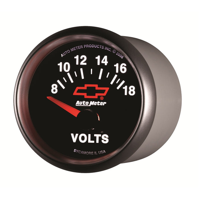 AutoMeter 3692-00406 GAUGE; VOLTMETER; 2 1/16in.; 18V; ELECTRIC; CHEVY RED BOWTIE; BLACK - Truck Part Superstore