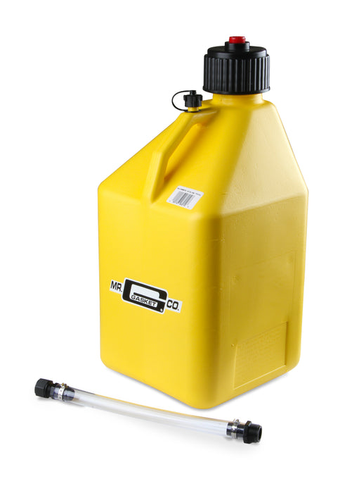 Mr Gasket 36951G Utility Jug; w/Filler Hose; 5 Gallon; Yellow; Plastic; - Truck Part Superstore