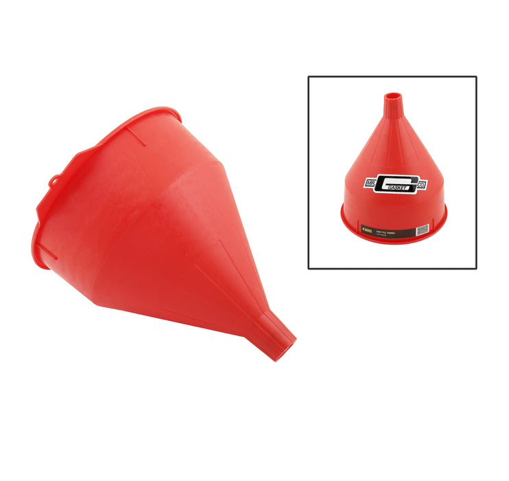 Mr Gasket 3695 Fast-Fill Funnel; 6 Qt Capacity; w/Built-In Brass Screen Filter; - Truck Part Superstore