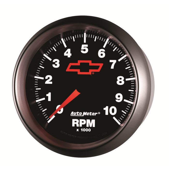 AutoMeter 3697-00406 GAUGE; TACHOMETER; 3 3/8in.; 10K RPM; IN-DASH; CHEVY RED BOWTIE; BLACK - Truck Part Superstore