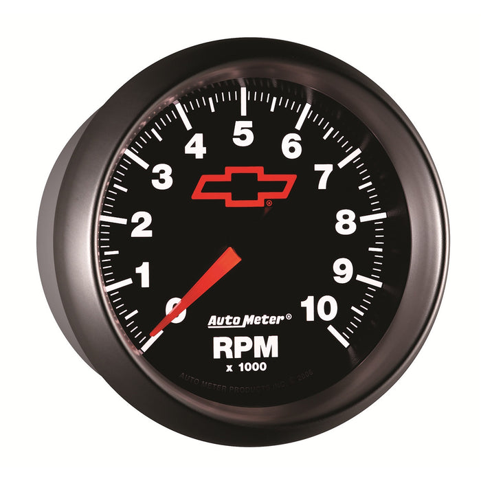 AutoMeter 3697-00406 GAUGE; TACHOMETER; 3 3/8in.; 10K RPM; IN-DASH; CHEVY RED BOWTIE; BLACK - Truck Part Superstore