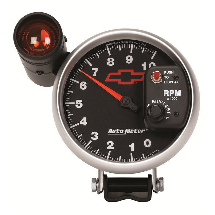 AutoMeter 3699-00406 GAUGE; TACHOMETER; 5in.; 10K RPM; PEDESTAL W/EXT. SHIFT-LITE; CHEVY RED BOWTIE; - Truck Part Superstore