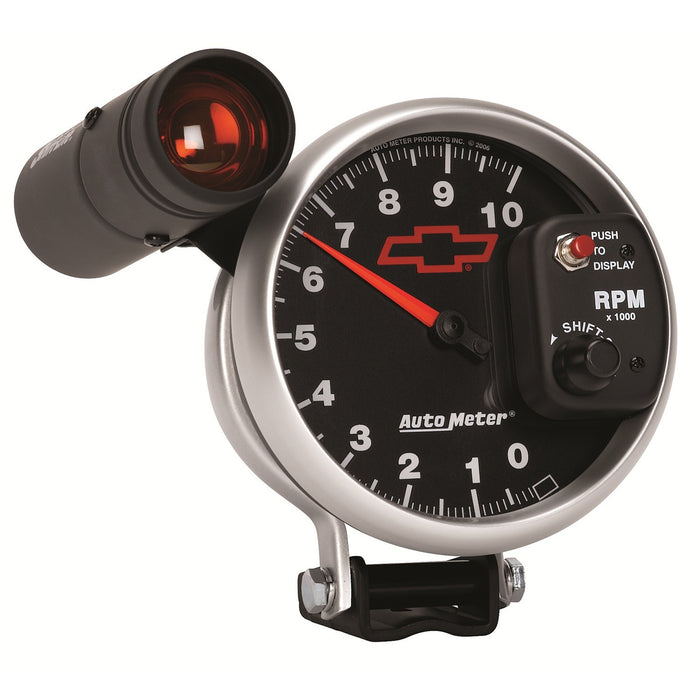 AutoMeter 3699-00406 GAUGE; TACHOMETER; 5in.; 10K RPM; PEDESTAL W/EXT. SHIFT-LITE; CHEVY RED BOWTIE; - Truck Part Superstore