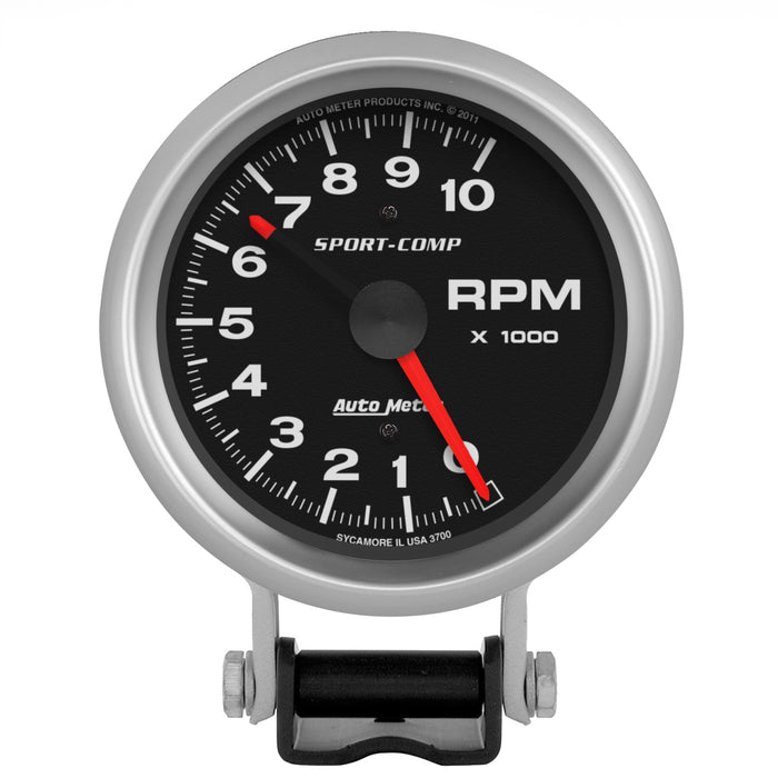 AutoMeter 3700 GAUGE; TACHOMETER; 3 3/4in.; 10K RPM; PEDESTAL W/RED LINE; SPORT-COMP - Truck Part Superstore