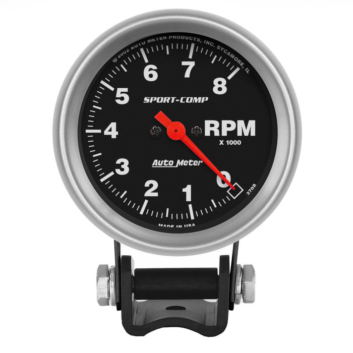 AutoMeter 3708 GAUGE; TACHOMETER; 2 5/8in.; 8K RPM; PEDESTAL; SPORT-COMP - Truck Part Superstore