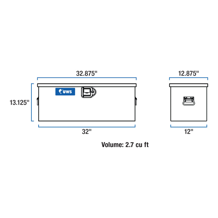 UWS EC20001 UWS EC20001 32-Inch Heavy-Wall Aluminum ATV Storage Box; RigidCore Lid - Truck Part Superstore