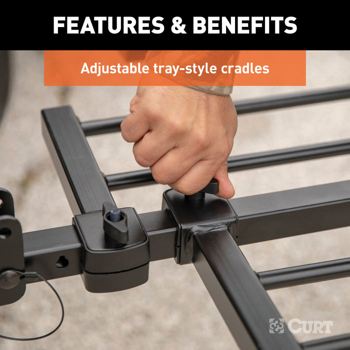 CURT 18085 Tray-Style Hitch-Mounted Bike Rack (2 Bikes; 1-1/4in. or 2in. Shank) - Truck Part Superstore
