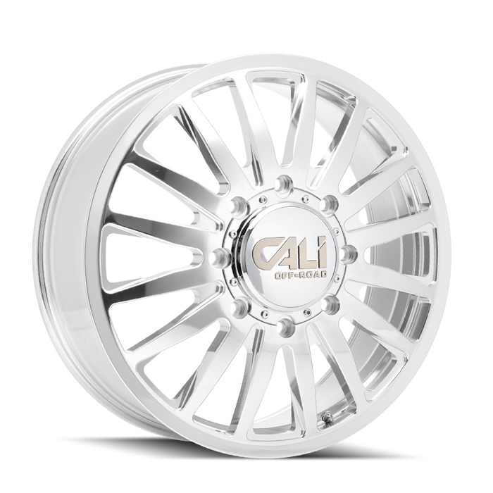 CALI OFF-ROAD 9110D-2870PMF115 SUMMIT DUALLY FRONT (9110) POLISHED/MILLED SPOKES 20X8.25 8-165.1  115MM 124.9MM - Truck Part Superstore