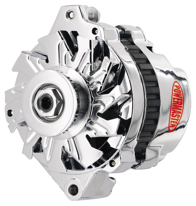 Powermaster Performance 378011 Alternator; CS130; Straight Mounting; 140 Amp; 95 Idle; 1V Pulley; Chrome; - Truck Part Superstore