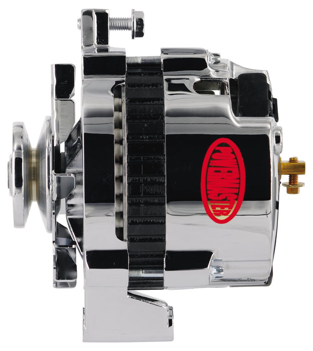 Powermaster Performance 178021 Alternator; CS130; Straight Mounting; 105 Amp; 85 Idle; 1V Pulley; Chrome; - Truck Part Superstore