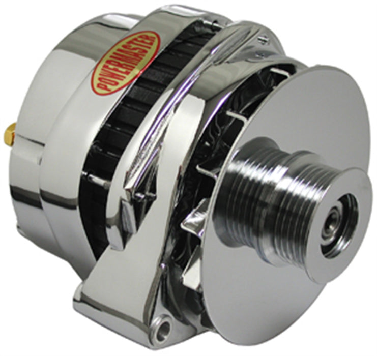 Powermaster Performance 37806 Alternator; CS144; Straight Mounting; 200 Amp; 125 Idle; Chrome; - Truck Part Superstore