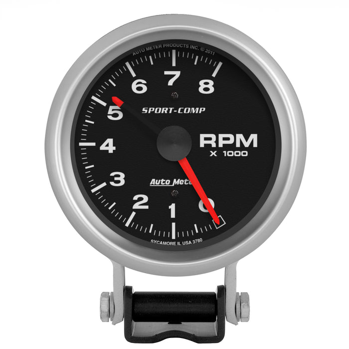 AutoMeter 3780 GAUGE; TACHOMETER; 3 3/4in.; 8K RPM; PEDESTAL W/RED LINE; SPORT-COMP - Truck Part Superstore