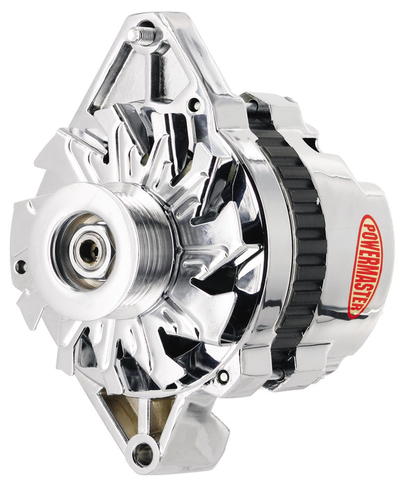 Powermaster Performance 37914 Alternator; CS130; Straight Mount; 140 Amp; 95 Idle; 6 Groove Pulley; Chrome; - Truck Part Superstore