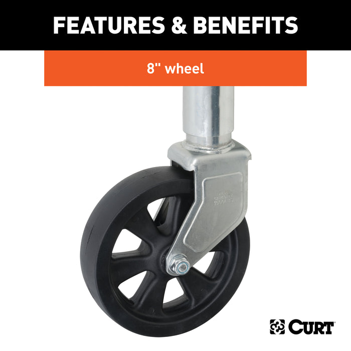 CURT 28116 Marine Jack with 8in. Wheel (1;500 lbs; 10in. Travel; Packaged) - Truck Part Superstore