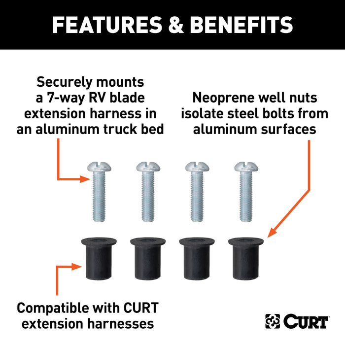 CURT 57007 Custom Wiring Harness Extension Isolator Kit for Aluminum Truck Beds - Truck Part Superstore