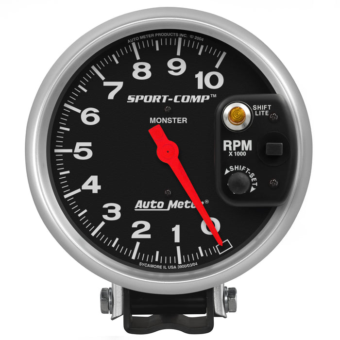 AutoMeter 3903 GAUGE; TACHOMETER; 5in.; 10K RPM; PEDESTAL W/INT. SHIFT-LITE; SPORT-COMP - Truck Part Superstore