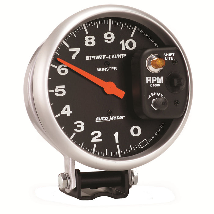 AutoMeter 3903 GAUGE; TACHOMETER; 5in.; 10K RPM; PEDESTAL W/INT. SHIFT-LITE; SPORT-COMP - Truck Part Superstore