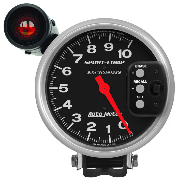 AutoMeter 3906 GAUGE; TACH; 5in.; 10K RPM; PEDESTAL W/EXT. SHIFT-LITE/MEMORY; SPORT-COMP - Truck Part Superstore