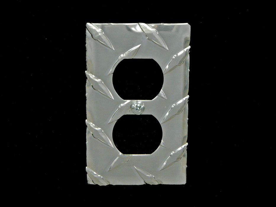 Owens Products 39134 RaceMates Single Electrical Outlet Wall Plate Cover / Each / Diamond Tread Aluminum / Owens Products - Truck Part Superstore