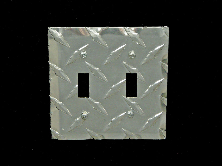 Owens Products 39137 RaceMates Double Light Switch Wall Plate Cover / Each / Diamond Tread Aluminum / Owens Products - Truck Part Superstore