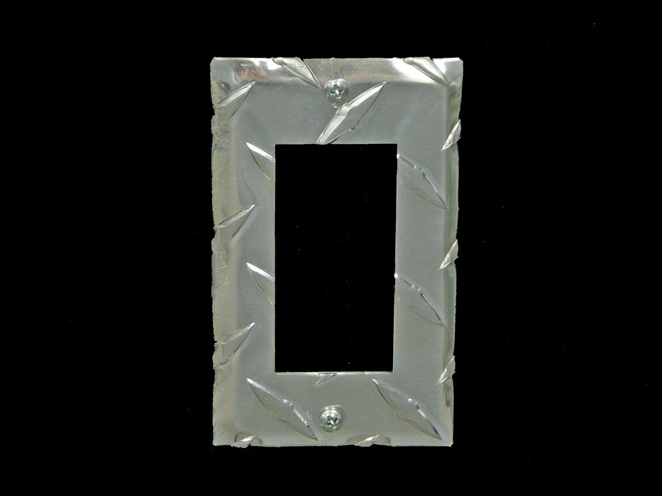 Owens Products 39143 RaceMates Single Rocker (GFI) Light Switch Wall Plate Cover / Each / Diamond Tread Aluminum / Owens Products - Truck Part Superstore