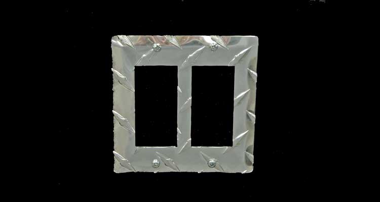 Owens Products 39155 RaceMates Double Rocker (GFI) Light Switch Wall Plate Cover / Each / Diamond Tread Aluminum / Owens Products - Truck Part Superstore