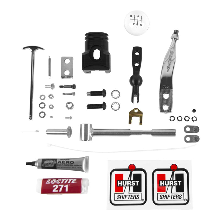 Hurst 3916037 Competition Plus® Manual Shifter; Chrome Stick/White Knob; 3/8 in.-16 Thread; - Truck Part Superstore