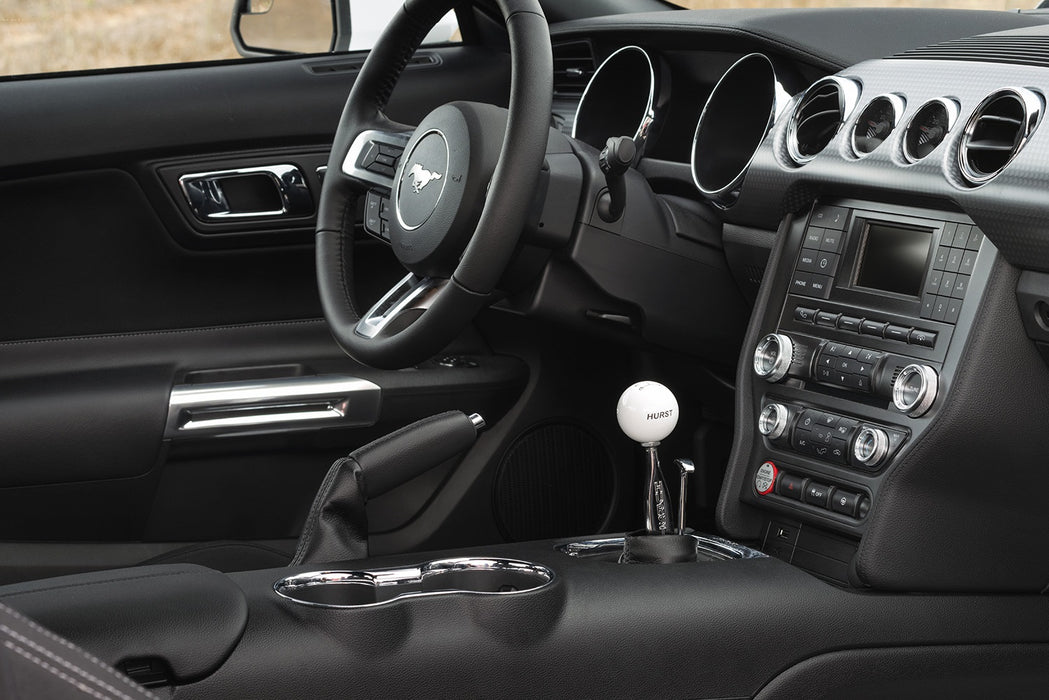 Hurst 3916037 Competition Plus® Manual Shifter; Chrome Stick/White Knob; 3/8 in.-16 Thread; - Truck Part Superstore