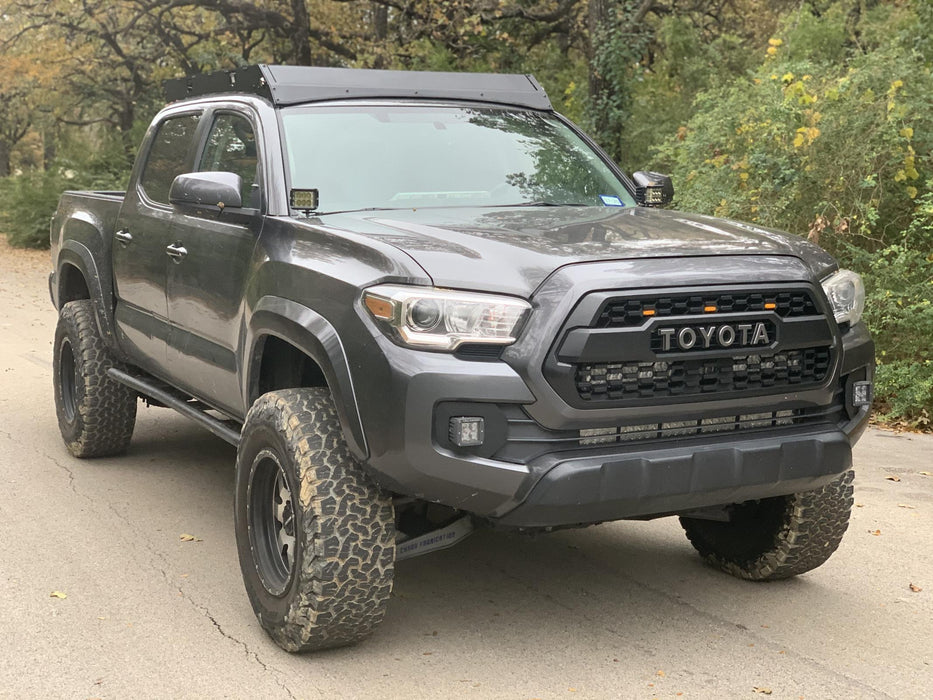 Cali Raised LED 39393423065130 05-21 Tacoma Premium Roof Rack 43 in Dual Function 2 Wire Harnesses LED Light Bar Blue Tall LED Light BarBlue Small Light Kit Cali Raised LED - Truck Part Superstore