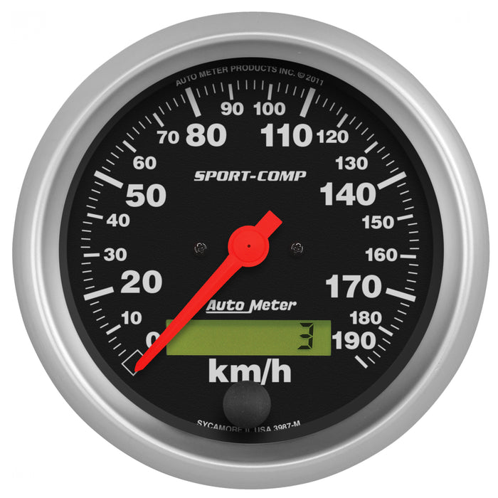 AutoMeter 3987-M GAUGE; SPEEDOMETER; 3 3/8in.; 190KM/H; ELEC. PROG. W/LCD ODO; SPORT-COMP - Truck Part Superstore