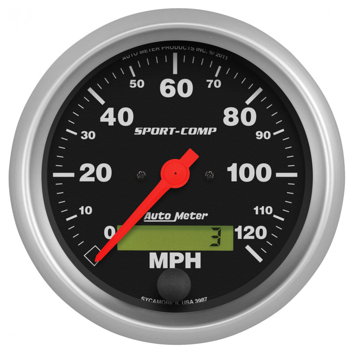 AutoMeter 3987 GAUGE; SPEEDO; 3 3/8in.; 120MPH; ELEC. PROGRAM W/LCD ODO; SPORT-COMP - Truck Part Superstore
