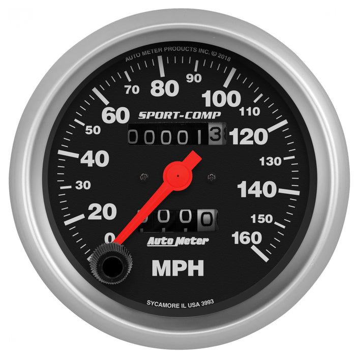 AutoMeter 3993 GAUGE; SPEEDOMETER; 3 3/8in.; 160MPH; MECHANICAL; SPORT-COMP - Truck Part Superstore