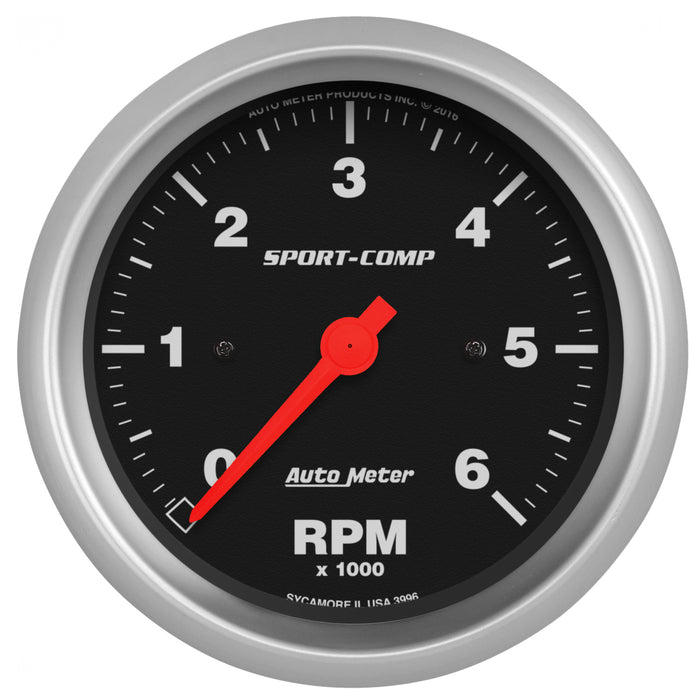 AutoMeter 3996 GAUGE; TACHOMETER; 3 3/8in.; 6K RPM; IN-DASH; SPORT-COMP - Truck Part Superstore