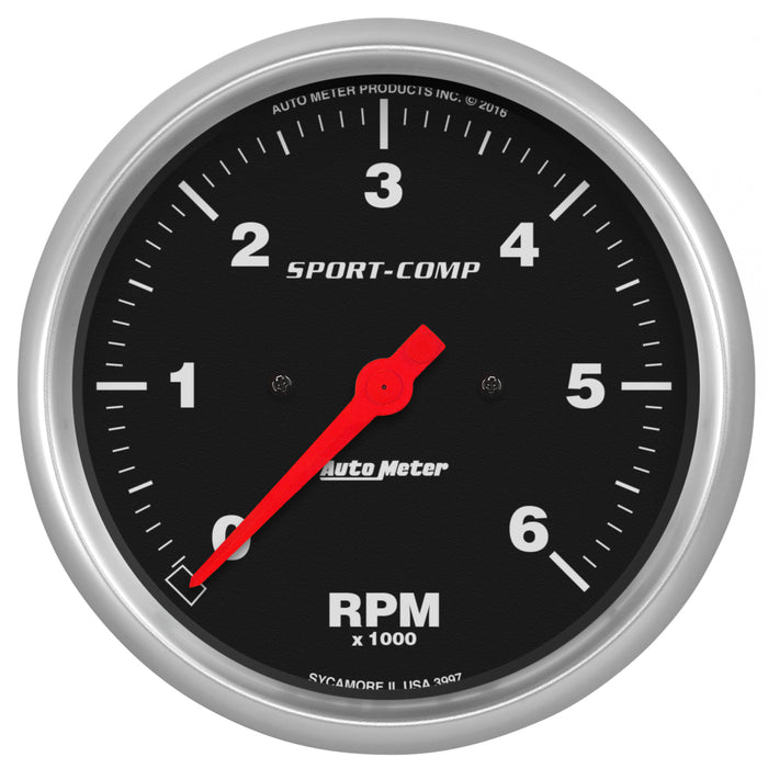 AutoMeter 3997 GAUGE; TACHOMETER; 5in.; 6K RPM; IN-DASH; SPORT-COMP - Truck Part Superstore
