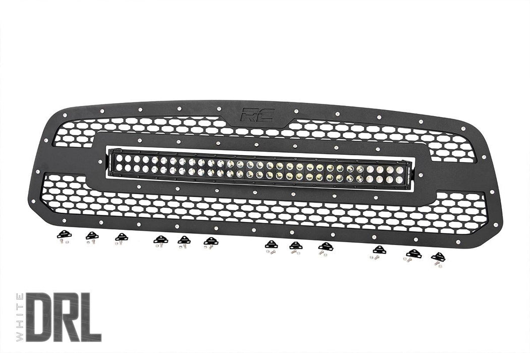 Rough Country 70199DRL Dodge Mesh Grille 30 Inch Dual Row Black Series LED w/Cool White DRL 13-18 RAM 1500 Rough Country - Truck Part Superstore