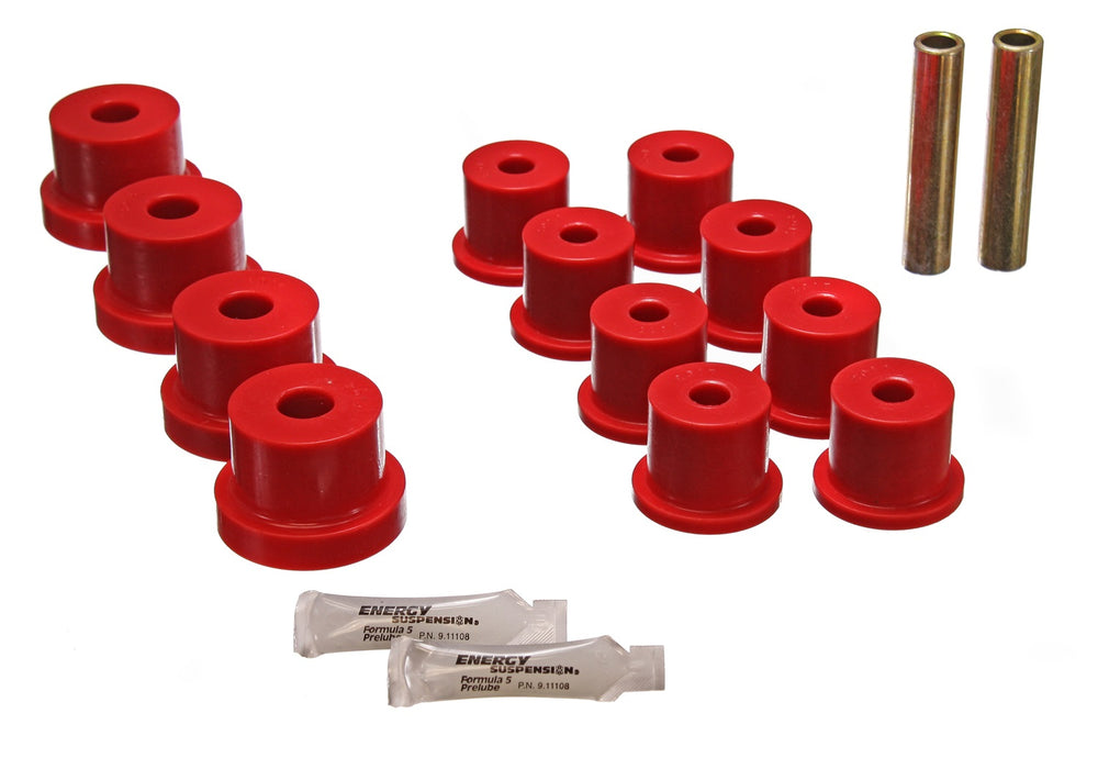 Energy Suspension 3.2101R Leaf Spring Bushing Set; Red; Rear; Performance Polyurethane; - Truck Part Superstore