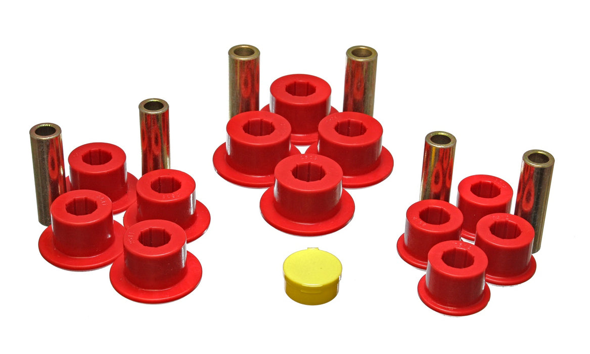 Energy Suspension 3.2141R Leaf Spring Bushing Set; Red; Rear; Performance Polyurethane; - Truck Part Superstore