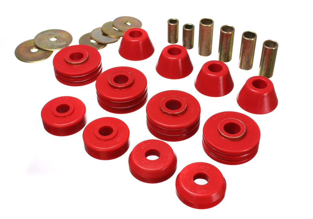 Energy Suspension 3.4108R Body Cab Mount Set; Red; Performance Polyurethane; - Truck Part Superstore