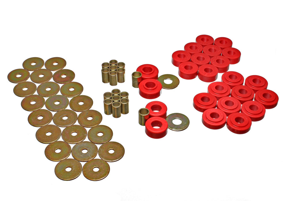 Energy Suspension 3.4128R Body Mount Set; Red; Performance Polyurethane; - Truck Part Superstore