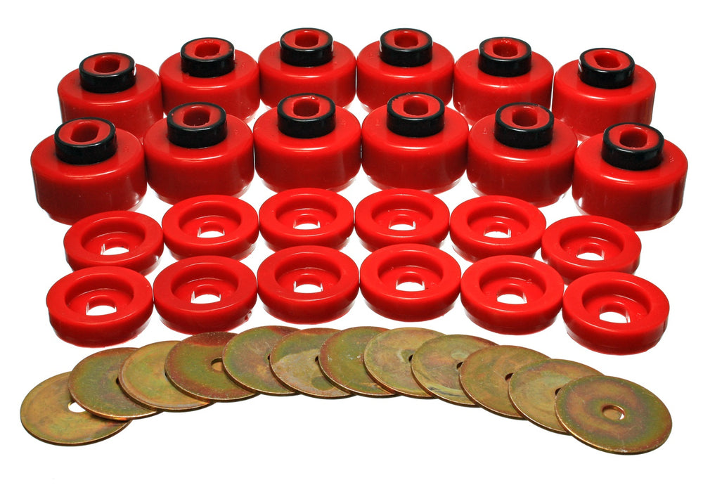 Energy Suspension 3.4156R Body Mount Set; Red; Performance Polyurethane; - Truck Part Superstore