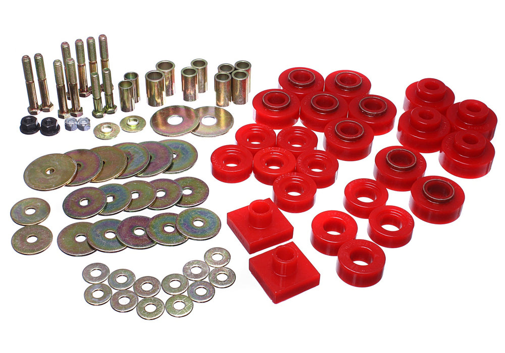 Energy Suspension 3.4161R Body Mount Set; Red; Performance Polyurethane: Incl Hardware; - Truck Part Superstore