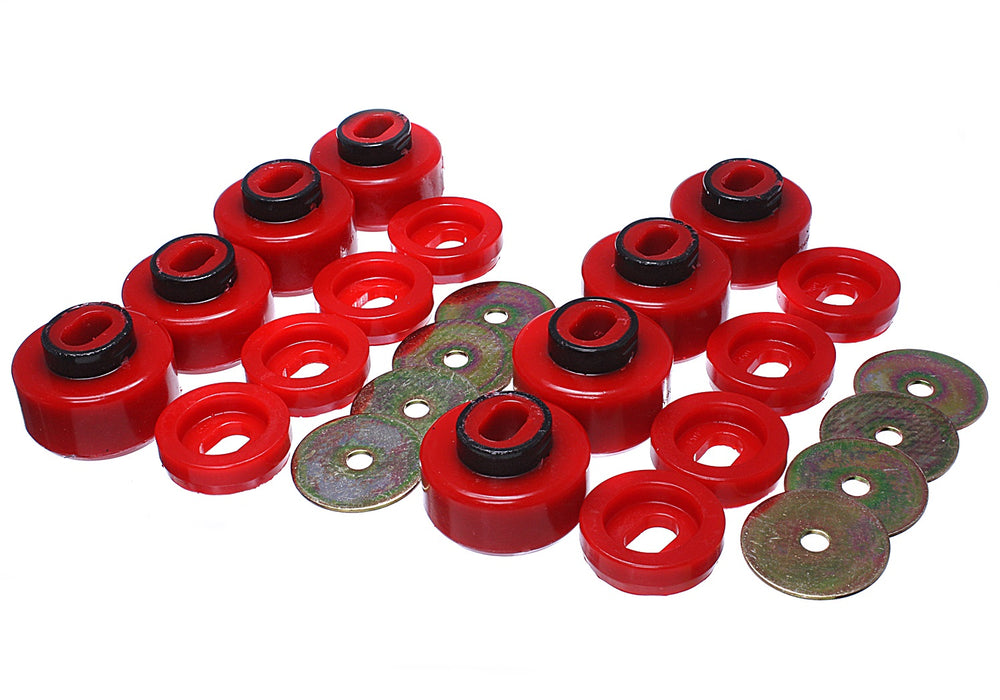Energy Suspension 3.4162R Body Mount Set; Red; Must Reuse All Metal Parts; - Truck Part Superstore