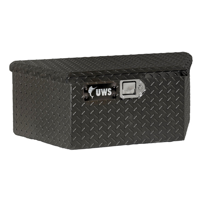UWS EC20422 Gloss Black Aluminum 34in. Trailer Tongue Box with Low Profile (Heavy Packaging) - Truck Part Superstore