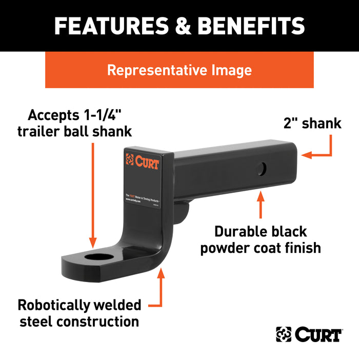 CURT 45310 Class 4 Ball Mount (2in. Shank; 10;000 lbs.; 2in. Drop; 9-3/8in. Long) - Truck Part Superstore