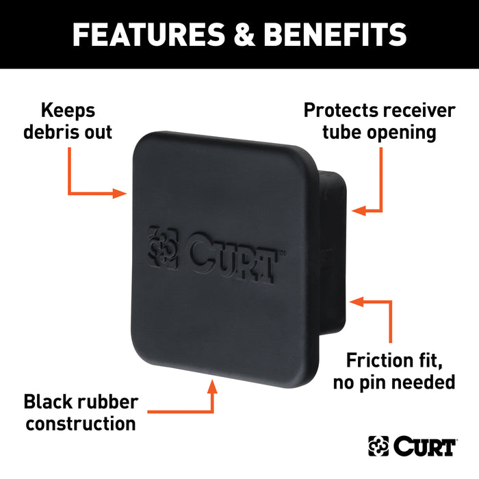 CURT 22278 CURT 22278 Rubber Trailer Hitch Cover; Fits 2-1/2-Inch Receiver - Truck Part Superstore