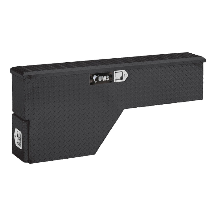 UWS FW-48-DS-P-BLK Gloss Black Aluminum 48in. Passenger Wheel Well Tool Box (LTL Shipping Only) - Truck Part Superstore
